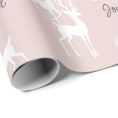 ピンクパーソナライズされたクリスマスデアーズラッピング紙 ラッピングペーパー (ロールコーナー)