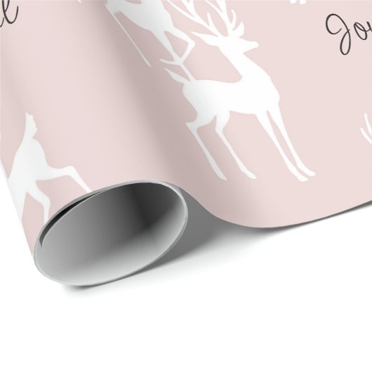 ピンクパーソナライズされたクリスマスデアーズラッピング紙 ラッピングペーパー (ロールコーナー)