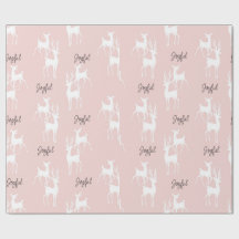 ピンクパーソナライズされたクリスマスデアーズラッピング紙