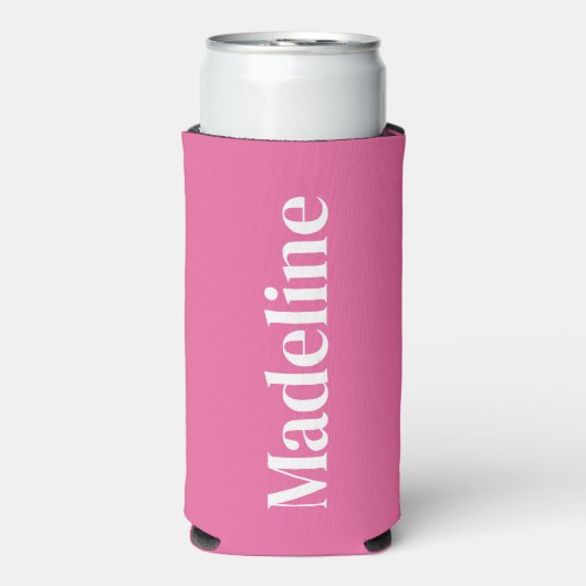 ピンクパーソナライズされたクーラーボックスバチェロレッテ スリム缶クーラー (Seltzer正面)