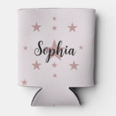ピンクパーソナライズされたクーラーボックス | 名前をカスタムする&スター 缶クーラー (正面)