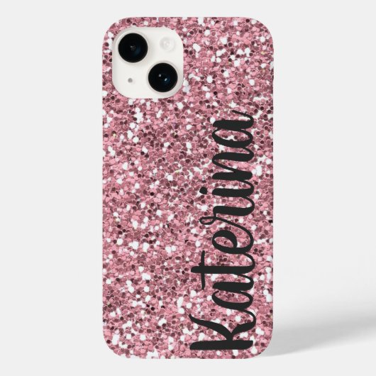 ピンクパーソナライズされたグリッターお名前。ケースマット Case-Mate iPhoneケース (裏面)