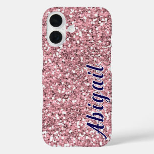 ピンクパーソナライズされたグリッターお名前。 iPhone 16ケース
