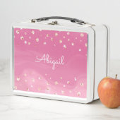 ピンクパーソナライズされたグリッターガーリー メタルランチボックス (インサイチュ)