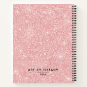 ピンクパーソナライズされたグリッタースケッチブックエレガント ノートブック (裏面)
