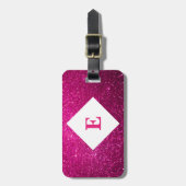 ピンクパーソナライズされたグリッタープリントラゲージタグ ラゲッジタグ (正面縦)