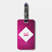 ピンクパーソナライズされたグリッタープリントラゲージタグ ラゲッジタグ (裏面縦)