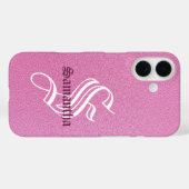 ピンクパーソナライズされたグリッターモノグラム Case-Mate iPhoneケース (裏面 (横))
