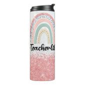 ピンクパーソナライズされたグリッター先生ライフ タンブラー (回転左)