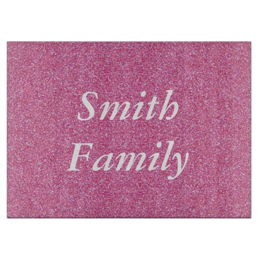 ピンクパーソナライズされたグリッター切削板 カッティングボード (正面)