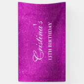 ピンクパーソナライズされたグリッター誕生日バナー 横断幕 (縦)