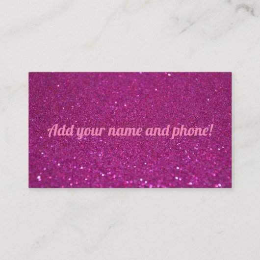 ピンクパーソナライズされたグリッター 名刺 (正面)