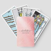 ピンクパーソナライズされたグリッター（模倣）タロットカード トランプ (裏面)