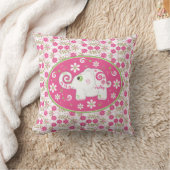 ピンクパーソナライズされたグリーンエレファントデイジーフローラ クッション (ブランケット)