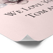 ピンクパーソナライズされたグレイフローラ母の日の贈り物 ポスター (角)