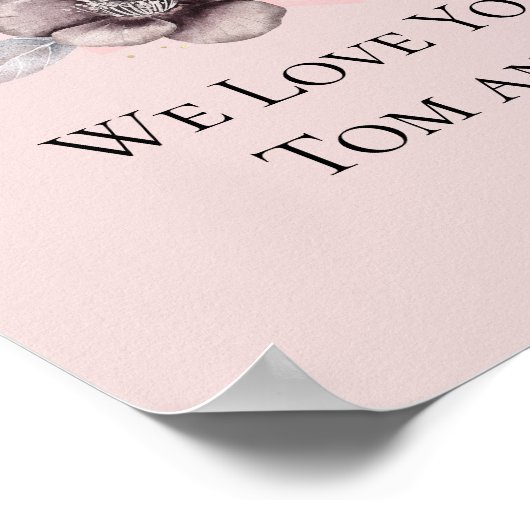 ピンクパーソナライズされたグレイフローラ母の日の贈り物 ポスター (角)