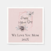 ピンクパーソナライズされたグレイフローラ母の日 スタンダードカクテルナプキン (正面)