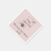 ピンクパーソナライズされたグレイフローラ母の日 スタンダードカクテルナプキン (角)