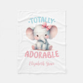 ピンクパーソナライズされたグレイベビーエレファントギフトベビー フリースブランケット (正面)