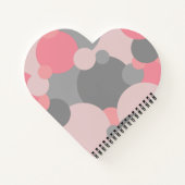 ピンクパーソナライズされたグレイ分子ハート ノートブック (裏面)