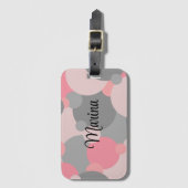 ピンクパーソナライズされたグレイ分子ラゲッジタグ ラゲッジタグ (正面縦)
