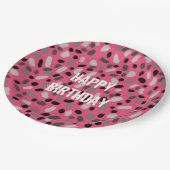 ピンクパーソナライズされたグレイ黒豆    ペーパープレート (アングル)