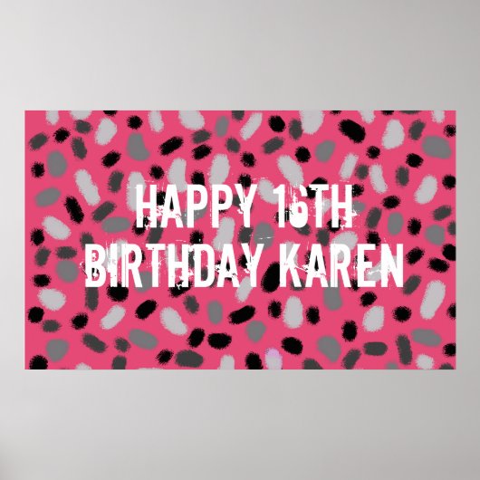 ピンクパーソナライズされたグレイ黒豆 ポスター (正面)