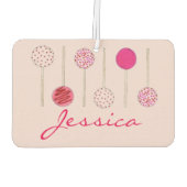 ピンクパーソナライズされたケーキポップベーキングデザートグルメ カーエアーフレッシュナー (裏面)