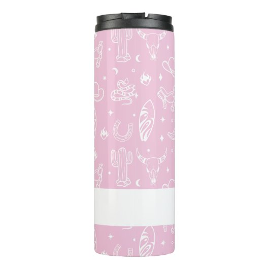 ピンクパーソナライズされたコースト女性のカーボーイバチェロレッテ タンブラー (裏面)