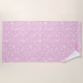 ピンクパーソナライズされたコースト女性のカーボーイバチェロレッテ ビーチタオル (正面)