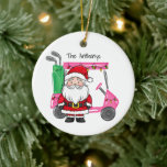 ピンクパーソナライズされたゴルフカートSanta Christmas Lights セラミックオーナメント<br><div class="desc">クリスマスパーソナライズされたライト、サンタとゴルフバッグの年を持つピンクのゴルフカートは、ゴルフ愛好家のためのフェスティバルギフトである。名前カスタマイズや年、メッセージを後ろに付ける。このパーソナライゼーションは特別なtouchを追加し、ゴルフオーナメントユニークは、毎年の木に取り出しつるて木に取り出すおもしろいであるゴルファーのための記念品となる。</div>