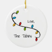 ピンクパーソナライズされたゴルフカートSanta Christmas Lights セラミックオーナメント (裏面)