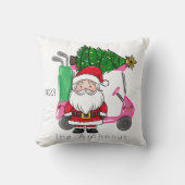 ピンクパーソナライズされたゴルフカートSanta Christmas Tree クッション (正面)