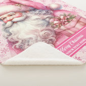 ピンクパーソナライズされたサンタ女子ブランケットのクリスマス シェルパブランケット (3/4)