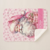 ピンクパーソナライズされたサンタ女子ブランケットのクリスマス シェルパブランケット (正面(横))