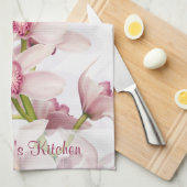 ピンクパーソナライズされたシムビジウムオーキッドキッチンタオル キッチンタオル (四つ折り)