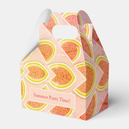 ピンクパーソナライズされたスイカ フェイバーボックス (正面サイド)