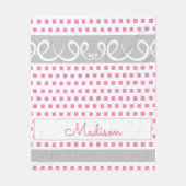 ピンクパーソナライズされたスクウェアフリースブランケット フリースブランケット (正面)