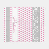 ピンクパーソナライズされたスクウェアフリースブランケット フリースブランケット (正面(横))