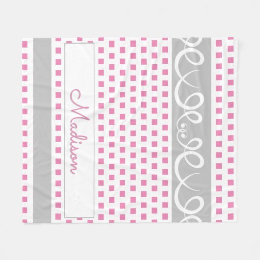ピンクパーソナライズされたスクウェアフリースブランケット フリースブランケット (正面(横))