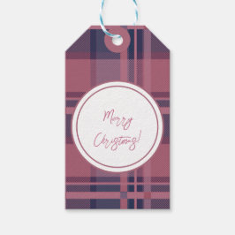 ピンクパーソナライズされたスコティッシュレディタータンチェック模様 ギフトタグ