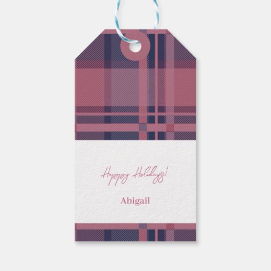 ピンクパーソナライズされたスコティッシュレディタータンチェック模様 ギフトタグ (裏面)