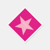 ピンクパーソナライズされたスタープリント紙ナプキン スタンダードカクテルナプキン (角)