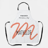 ピンクパーソナライズされたスモダンクリプトモノグラム エプロン (正面)