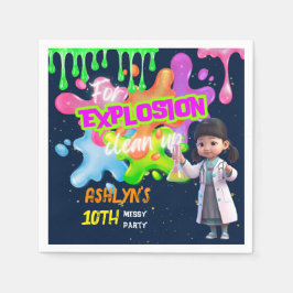 ピンクパーソナライズされたスライムアジアの女性科学者 スタンダードカクテルナプキン