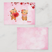 ピンクパーソナライズされたタイガースハートワイルド ノートカード (正面/裏面)