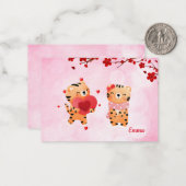 ピンクパーソナライズされたタイガースハートワイルド ノートカード (正面/裏面インサイチュ)