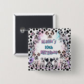 ピンクパーソナライズされたターコイズダルマチアンドッグス 缶バッジ (正面&裏面)