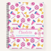 ピンクパーソナライズされたチアリーダーメガホン ノートブック (正面)