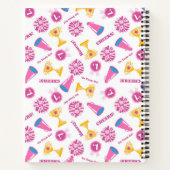 ピンクパーソナライズされたチアリーダーメガホン ノートブック (裏面)